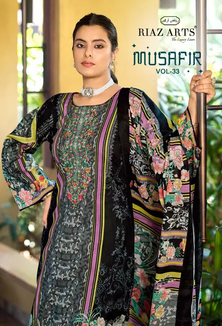 Musafir Vol 33 By Riaz Arts Cotton Cambric Lawn Printed Dress Material Wholesalers In Surat